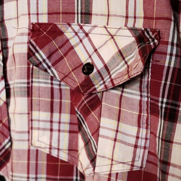 Irreverent Mens Red Plaid Short Sleeve Button Down Shirt XXL - Picture 3 of 7